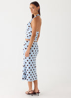 Ask You Twice Top - Blue Mocha Dot