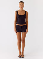Coastline Cotton Bustier Top - Black