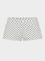 Coastline Cotton Micro Mini Shorts - White Polka Dot