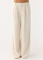 Delong Low Rise Linen Pants - Oatmeal