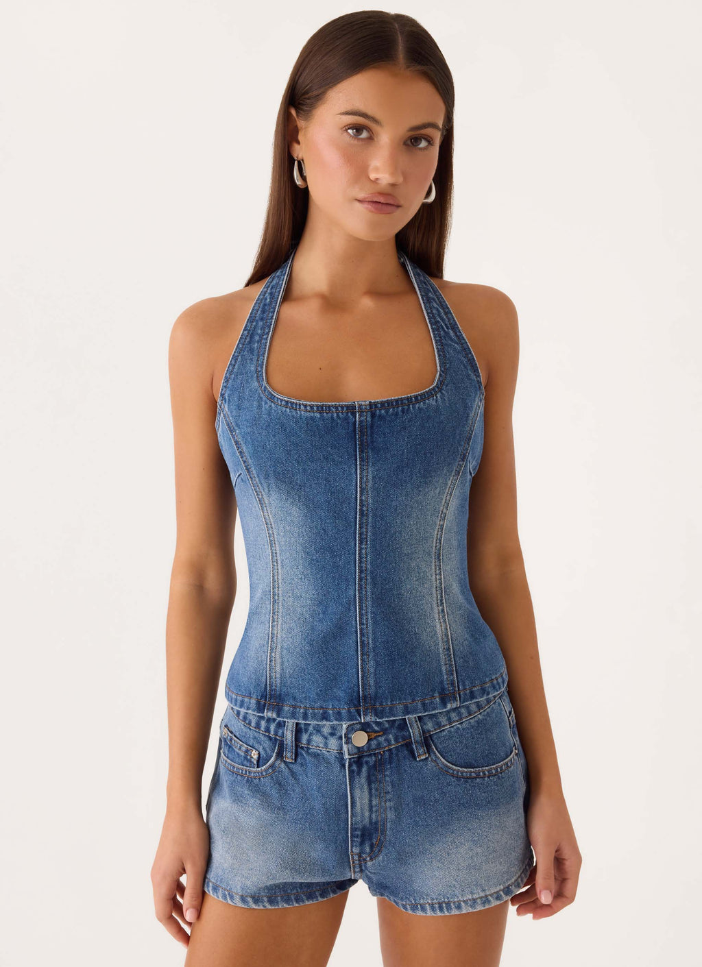 Eliah Denim Halter Top - Blue