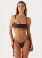 Hanuva Beaded Bikini Top - Chocolate