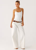 Johnny Low Rise Wide Leg Denim Jeans - White
