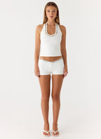 Rosmunda Beaded Mini Shorts - White