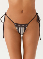Serafia Bikini Bottoms - Chocolate Olive Stripe