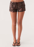 Sozzani Denim Mini Shorts - Chocolate