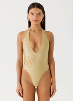 Trena Beaded One Piece Swimsuit - Olive